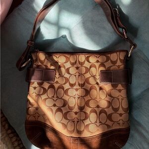 Coach Y2K Soho 3574 Canvas & Suede Tan & Brown Shoulder Bag Adjustable Crossbody
